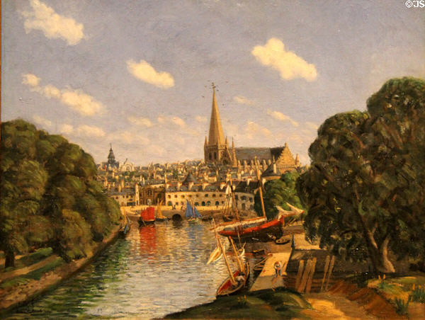 Port of Vannes painting (1907) by Jean Frelaut at Vannes Museum of Beaux Arts. Vannes, France.