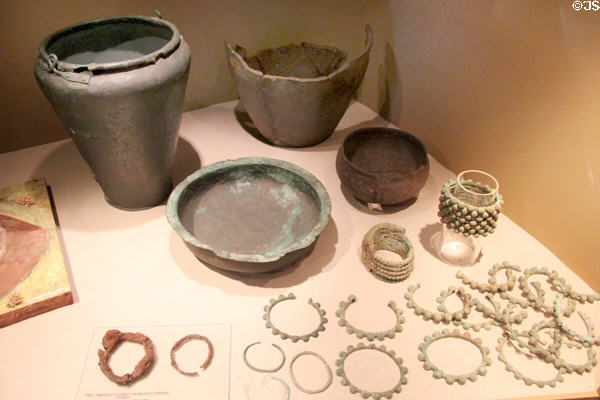 Iron-age funerary cache of vases & bracelets (3rdC BCE) at Archeology Museum of Morbihan. Vannes, France.