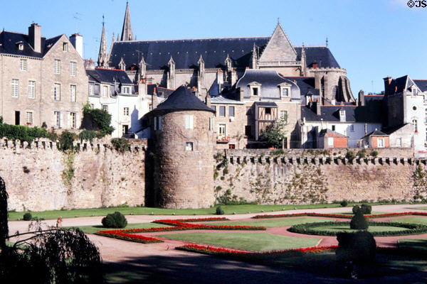 Ramparts & cathedral of Vannes. Vannes, France.