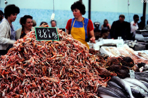 Crustaceans at Vannes street market. Vannes, France.