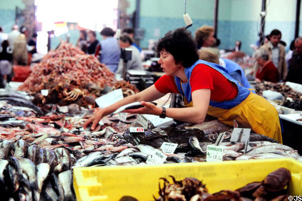 Seafood at Vannes street market. Vannes, France.