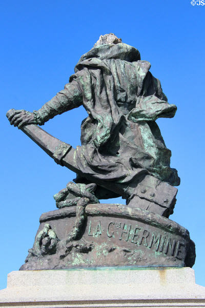 Statue (1905) of explorer Jacques Cartier by Georges Bareau. St Malo, France.