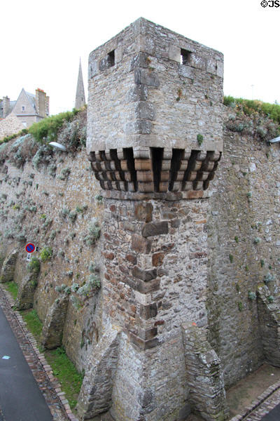 Corner defense tower on inner walls near Tour Bidouane. St Malo, France.