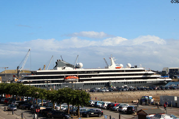Profile of World Explorer cruise ship. St Malo, France.