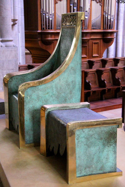 Bishop's chair inside St. Vincent Cathedral. St Malo, France.