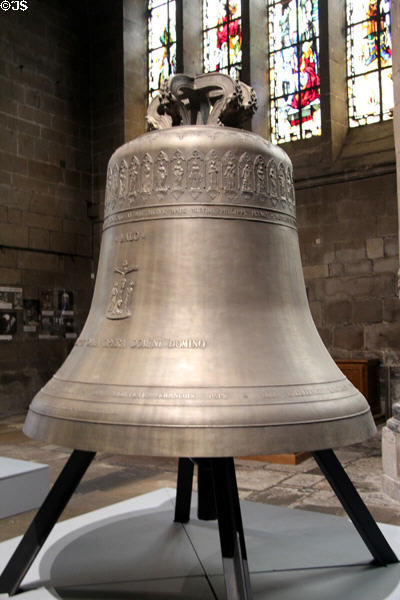 New bell awaiting installation (November 2019) at St Vincent Cathedral. St Malo, France.