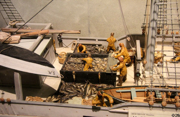 Model of commercial fishing boat (c1925) at St Malo Museum. St Malo, France.