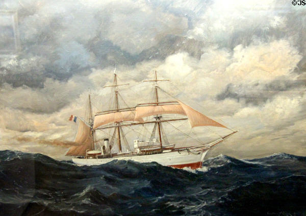 Le Pourquoi-Pas (1908-1936) ship painting at St Malo Museum. St Malo, France.