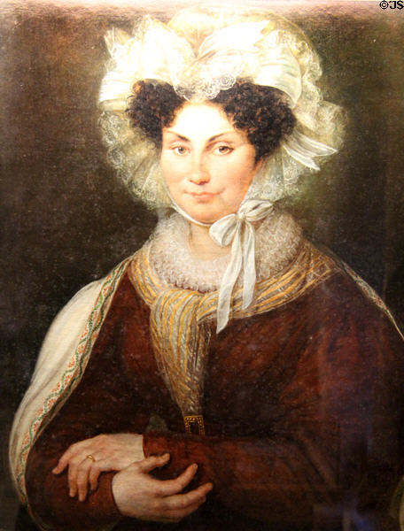 Portrait (early 19thC) of Mme. Jeanne-Marie Thomas des Essarts of Saint-Malo at St Malo Museum. St Malo, France.