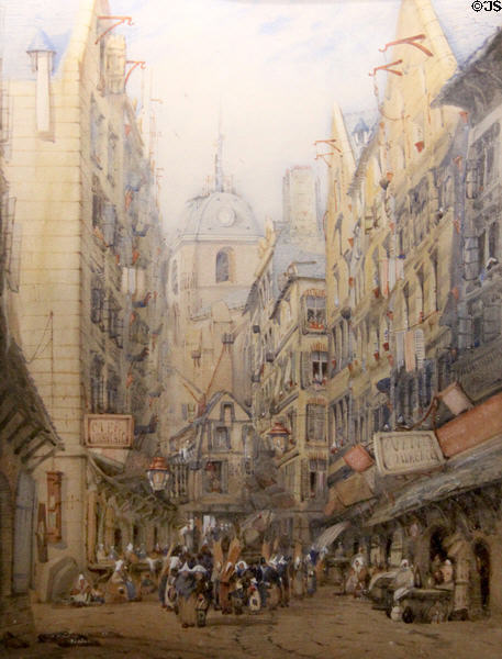 Grand Rue of St Malo painting (1846) by F.J. Ford of England at St Malo Museum. St Malo, France.
