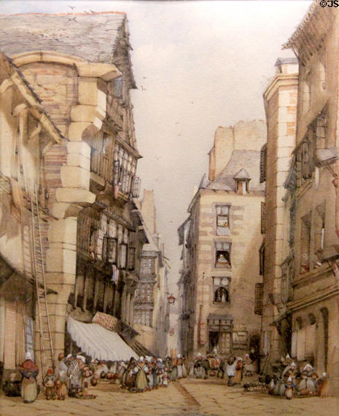 Rue Thévenard of St. Malo painting (1846) by F.J. Ford of England at St Malo Museum. St Malo, France.