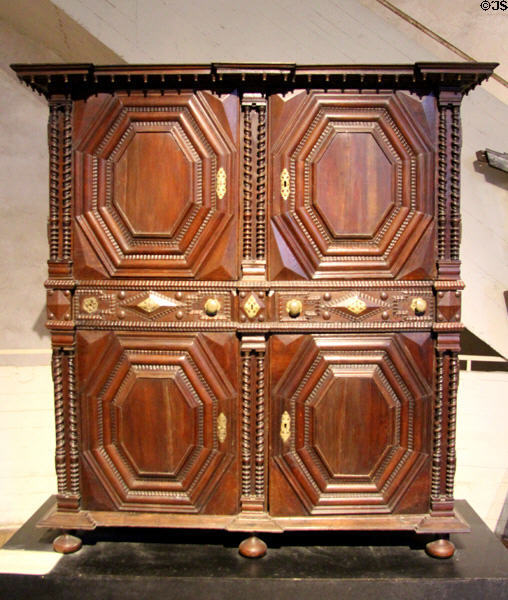 Four door cabinet (late 17sth-early 18thC) made in St Malo at St Malo Museum. St Malo, France.