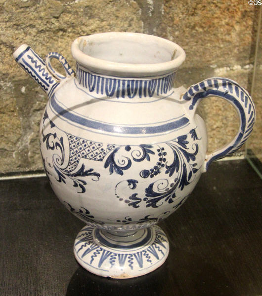 Ceramic pharmacy pot (17thC) made in Rouen at St Malo Museum. St Malo, France.