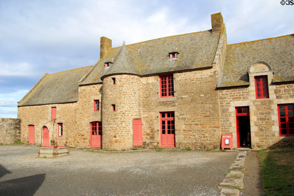 Manor house & entrance to Jacques Cartier Manor House Museum in 19th C addition at right. St Malo, France.