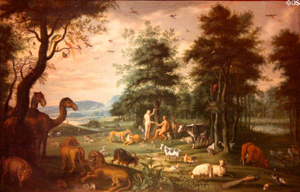 Heaven on earth painting (17thC 2nd quarter) by Isaak van Osten of Anvers at Museum of Fine Arts of Rennes. Rennes, France.