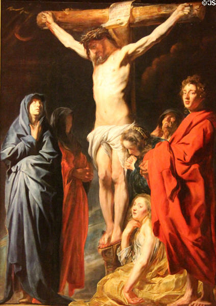 Crucifixion painting (1620) by Jacob Jordaens at Museum of Fine Arts of Rennes. Rennes, France.