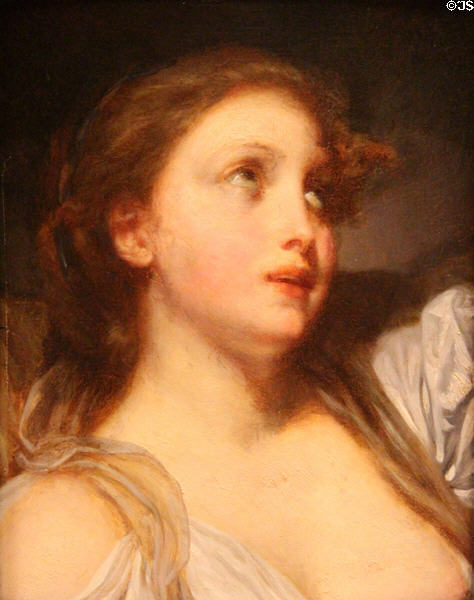 Head of young woman painting (1778) by Jean-Baptiste Greuze at Museum of Fine Arts of Rennes. Rennes, France.