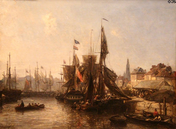 Port of Anvers painting (1885) by Johann-Barthold Jongkind at Museum of Fine Arts of Rennes. Rennes, France.