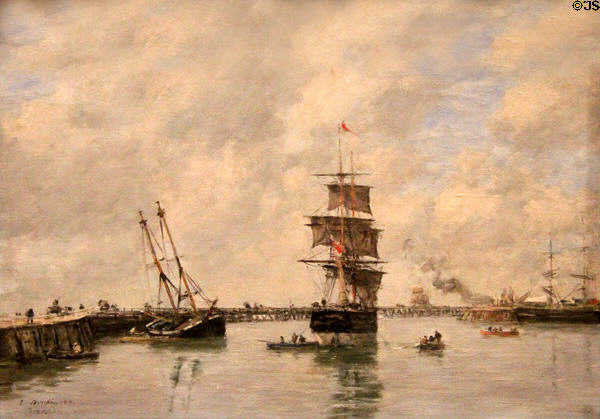 Trouville, piers, high sea painting (1885) by Eugène Boudin at Museum of Fine Arts of Rennes. Rennes, France.
