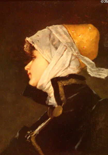 Head of Flemish woman painting by Léon Goupil at Museum of Fine Arts of Rennes. Rennes, France.