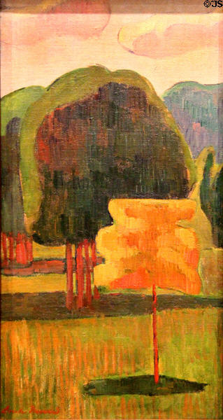 Yellow tree painting (c1888) by Émile Bernard at Museum of Fine Arts of Rennes. Rennes, France.