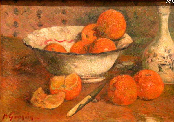 Still life with oranges painting (c1880) by Paul Gauguin at Museum of Fine Arts of Rennes. Rennes, France.