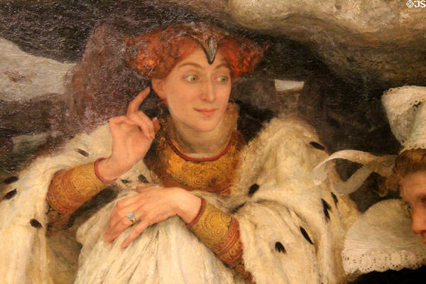 Detail of Brittany legend painting (1906) by Edgard Maxence at Museum of Fine Arts of Rennes. Rennes, France.