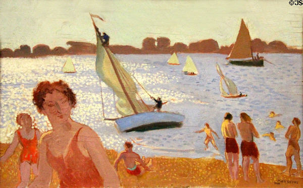 Yacht beached at Trégastel painting (1938) by Maurice Denis at Museum of Fine Arts of Rennes. Rennes, France.
