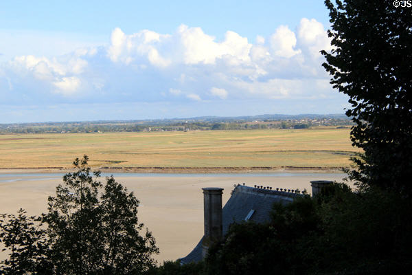 Water & marshes seen from Mont-St-Michel. Mont-St-Michel, France.