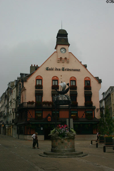 Place du Puits Salé with fountain. Dieppe, France.