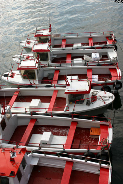 Utility boats in harbor. Dieppe, France.