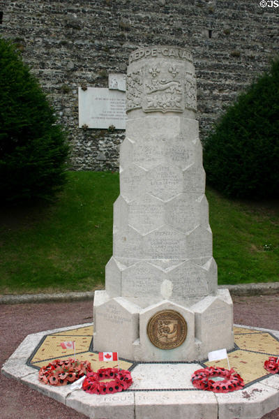 Memorial honoring close ties between peoples of Normandy & Canada since days of early explorers. Dieppe, France.