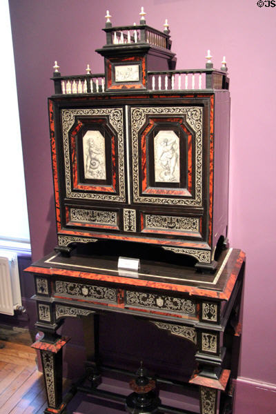 Inlaid cabinet (16th-17thC) at Arras Fine Art Museum. Arras, France.