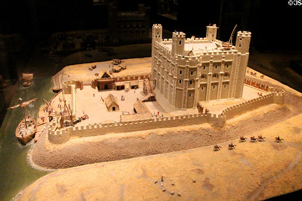 Model of Norman tower of London, started by William the Conqueror at Bayeux Tapestry Museum. Bayeaux, France.
