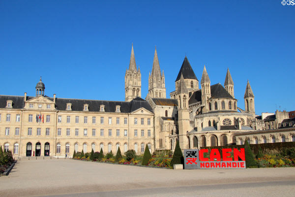 Caen City Hall in former Benedictine monastery (Abbaye-aux-Hommes) dedicated to Saint Stephen, founded in 1063 by William the Conqueror. Caen, France. Style: Romanesque.