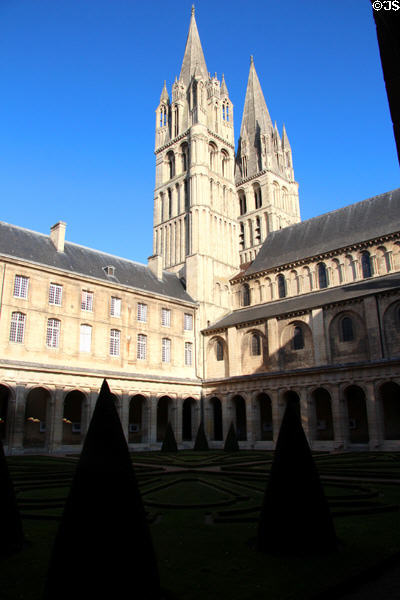 Romanesque spires of abbey church of Saint-Étienne. Caen, France.