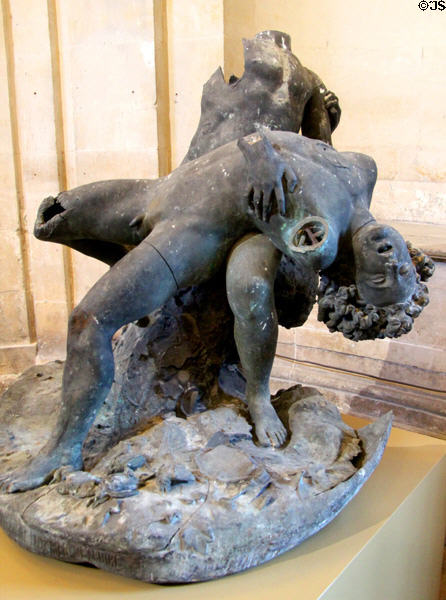 Remains of a sculpture group (1855) by Auguste Lechesne as damaged by Allied bombing in 1944 at museum in Caen City Hall. Caen, France.