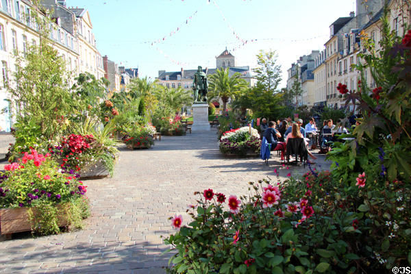 Pedestrian garden through center of Caen. Caen, France.
