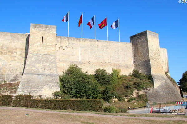 Flags above Caen Castle. Caen, France.