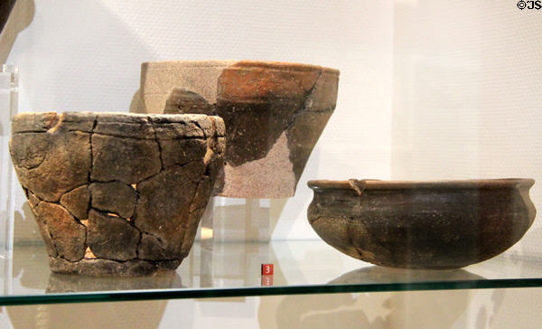 Gallic ceramic vases (3rd-1stC BCE) found in Mondeville, France at Museum of Normandy. Caen, France.