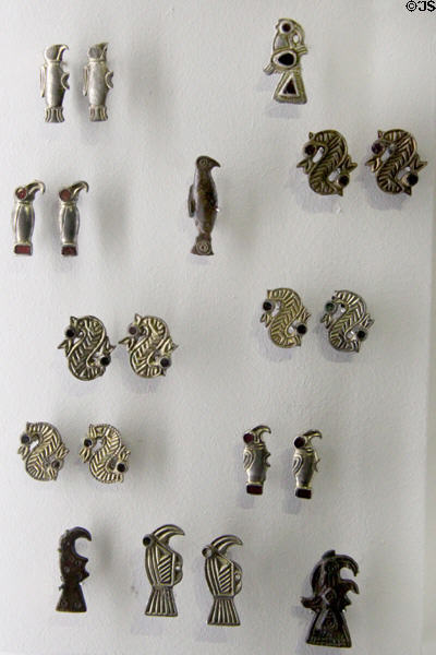 Brooches (6thC) in Merovingian style at Museum of Normandy. Caen, France.