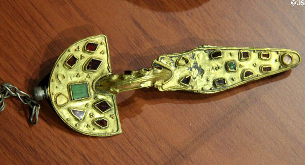 Gilded fibulae from treasure of Airan (c400-450) at Museum of Normandy. Caen, France.