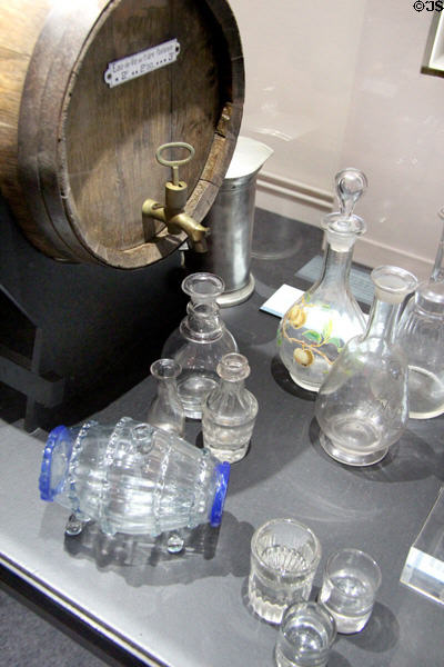 Carafes for distilled ciders "Eau-de-Vie" at Museum of Normandy. Caen, France.