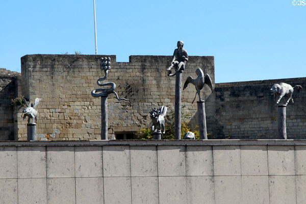 Sculpture group atop Caen Museum of Fine Arts. Caen, France.
