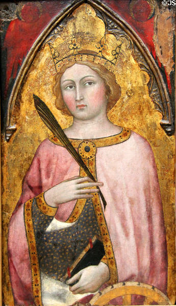 St Catherine of Alexandria painting (14th or 15thC) by Taddeo di Bartolo of Siena at Caen Museum of Fine Arts. Caen, France.
