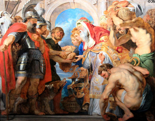 Abraham & Melchizedek painting (17thC) by Peter Paul Rubens at Caen Museum of Fine Arts. Caen, France.