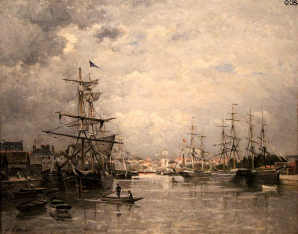 Port of Caen painting (1875-80) by Stanislas Lépine at Caen Museum of Fine Arts. Caen, France.