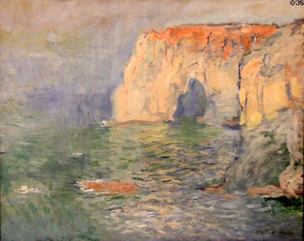 Étretat, La Manneporte painting (1885) by Claude Monet at Caen Museum of Fine Arts. Caen, France.