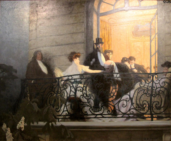 The Balcony painting (1905-6) by René-Xavier Prinet at Caen Museum of Fine Arts. Caen, France.