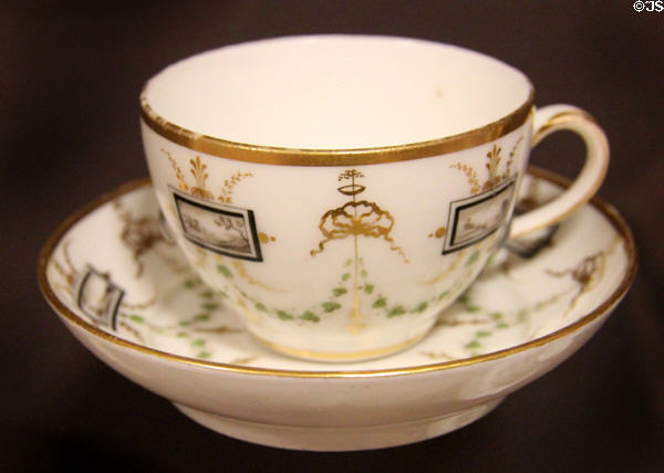 Cup & saucer (1797-1814) by Caen Porcelain Manuf. at Caen Museum of Fine Arts. Caen, France.